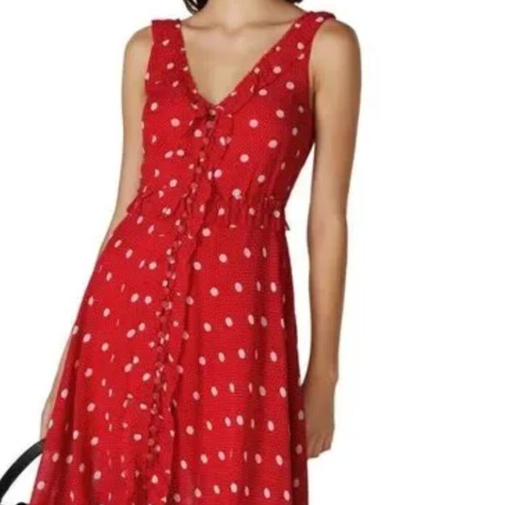 NWT THE KOOPLES Sleeveless long red dress with polka dots size 1 (S)